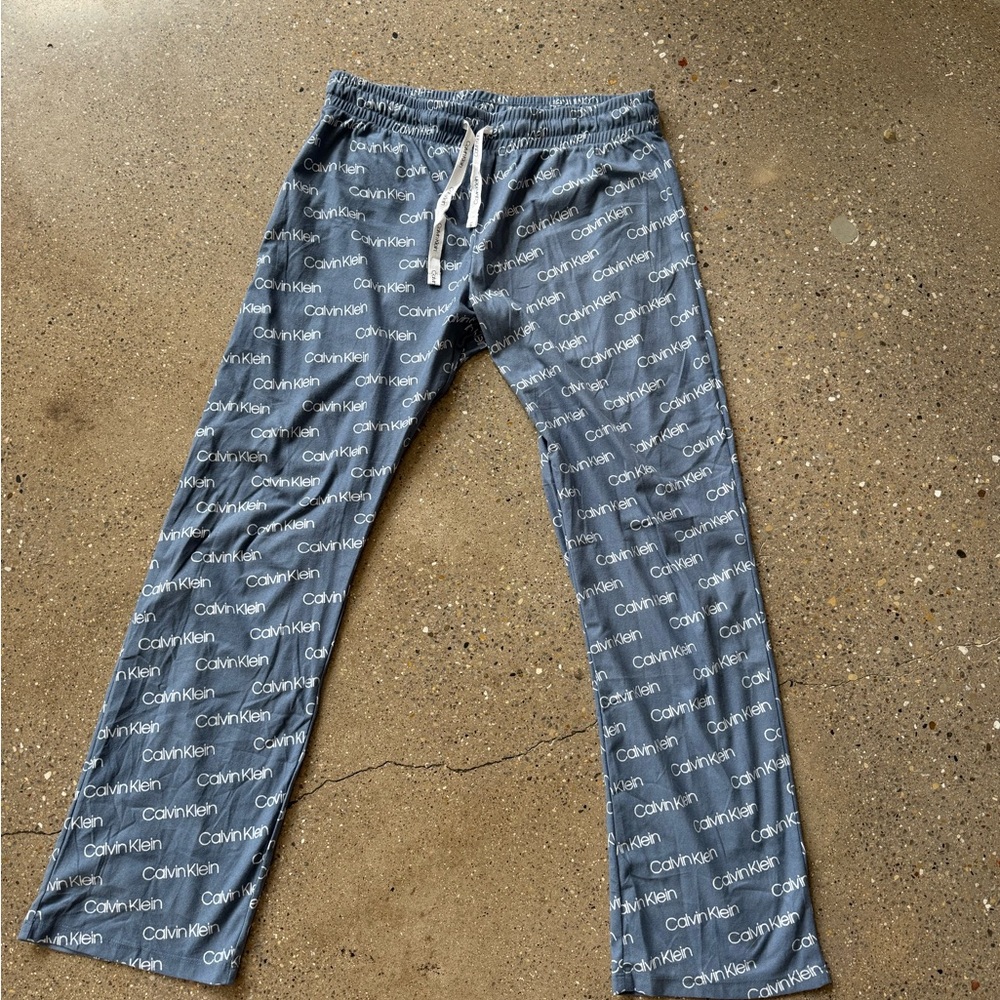 Calvin Klein Blue-Gray Logo Lounge Pants